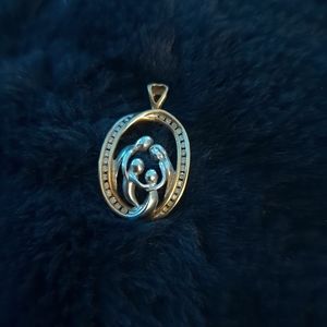 2 tone 10k gold Family Pendant with diamond accents.